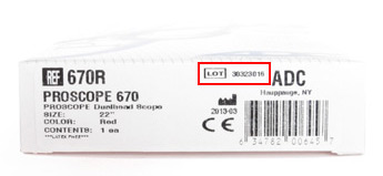 LOT number shown on an ADC item label