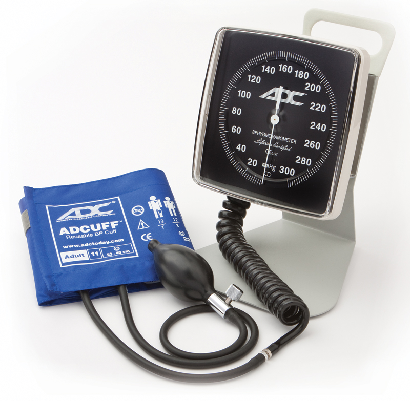 An ADC 750D clock aneroid sphygmomanometer unit.