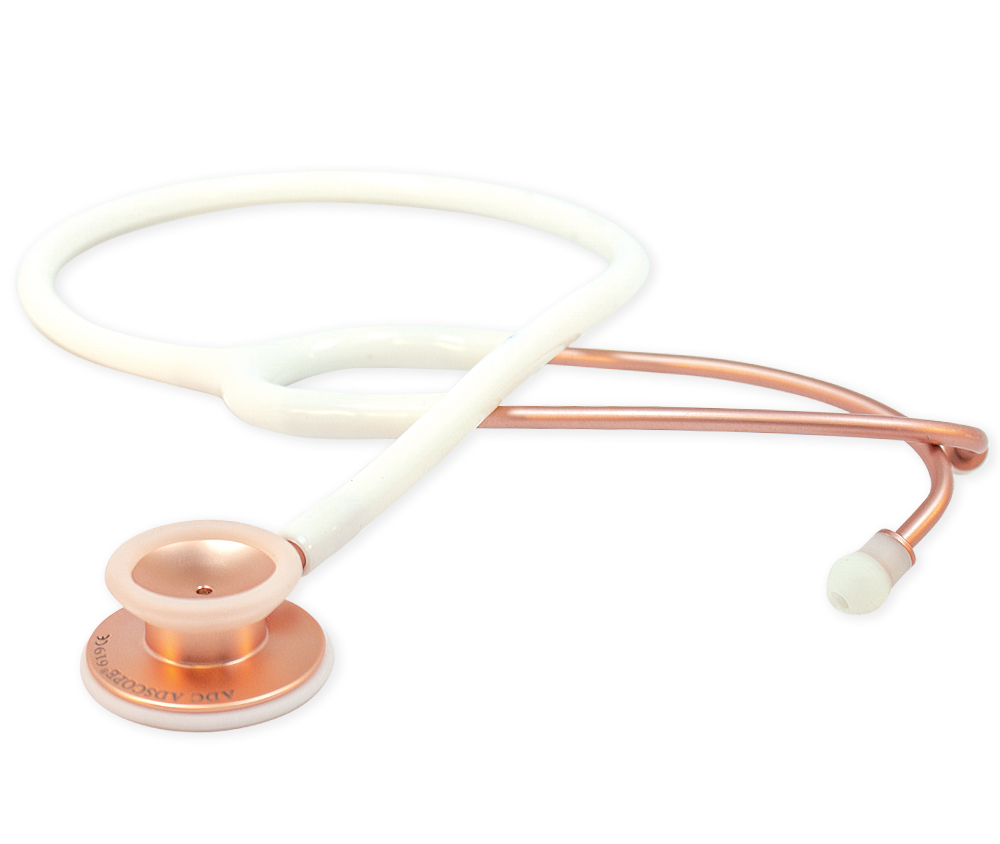 Adscope® 601 Convertible Cardiology Stethoscope, Rose Gold Finish  Chestpiece, Black Tubing, 28 inch, #601RGBK