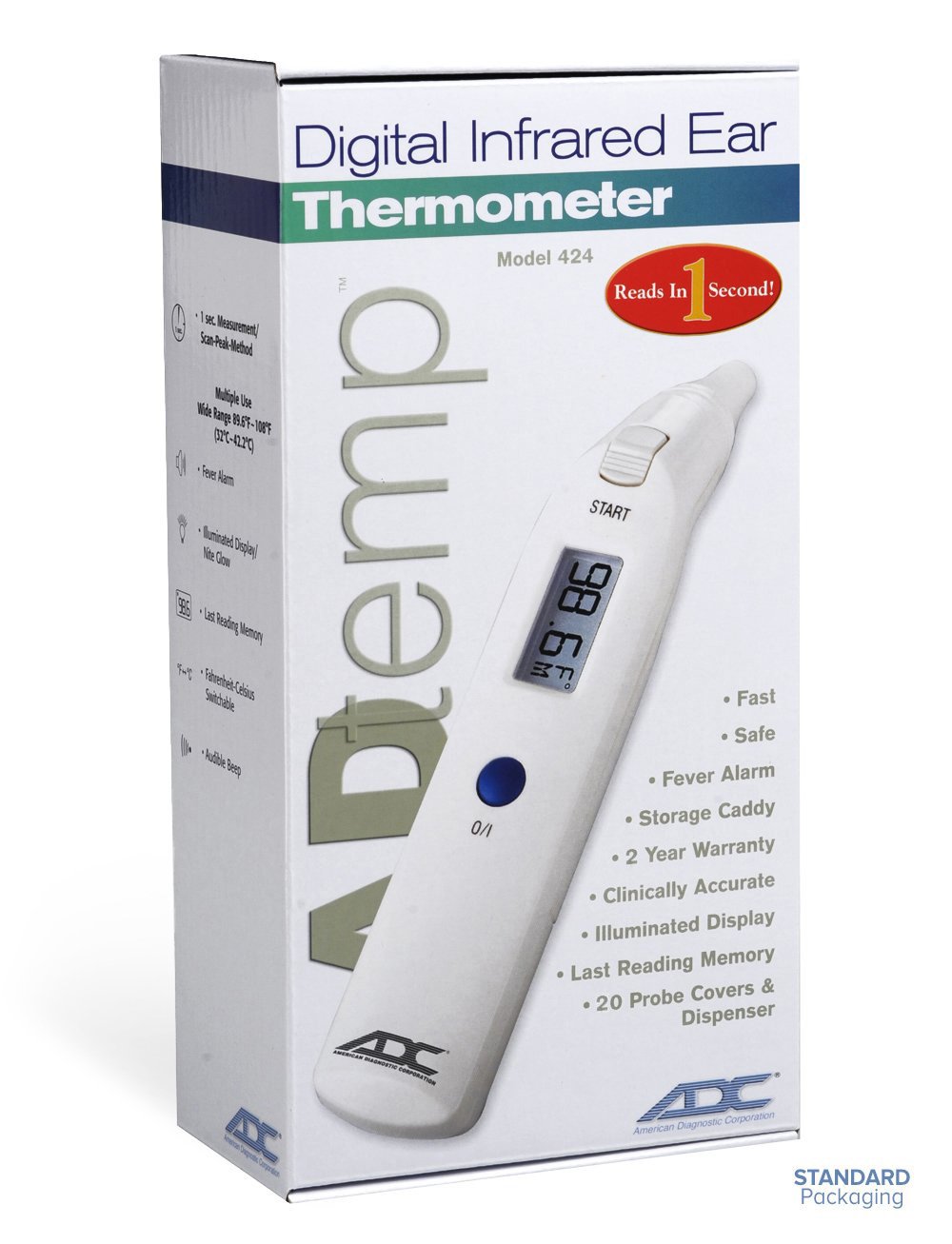 Adtemp oral & rectal digital thermometer stick lcd display 418n 1 each •  Price »